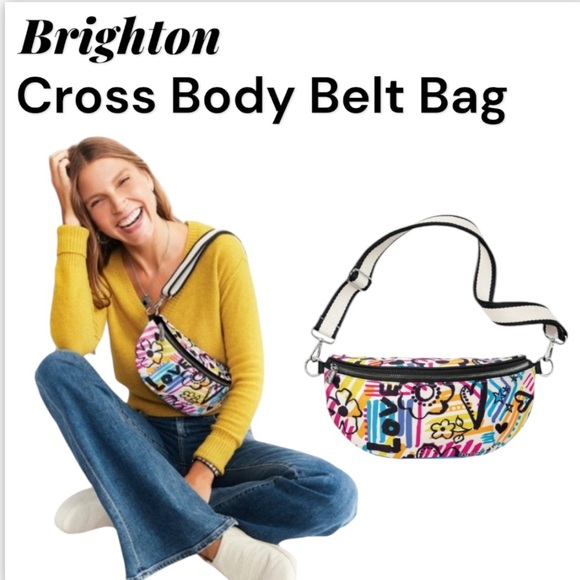 NWT Brighton Graffiti Love Cross Body Belt Bag, Multi Colored - Picture 1 of 16